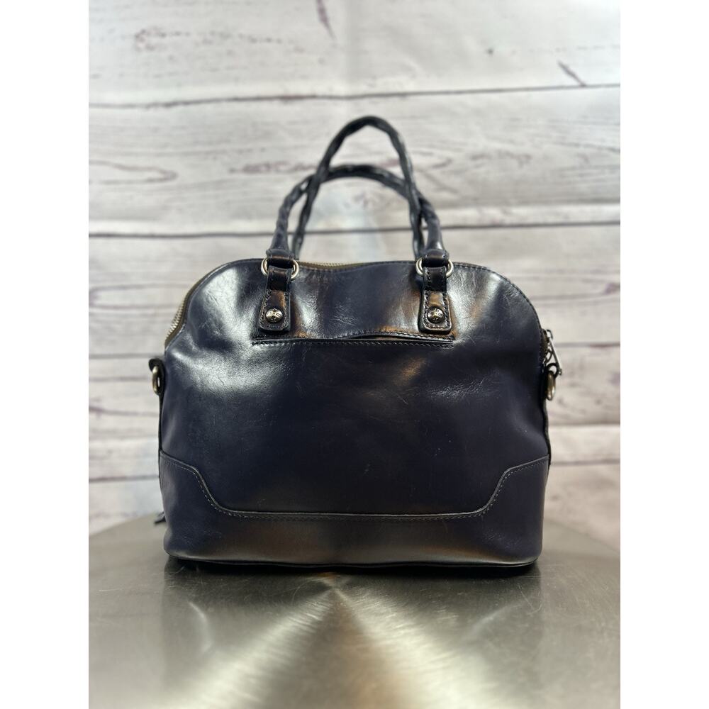 Patricia Nash Chia Leather Dome Satchel Ocean Blue Convertible Handbag - Picture 2 of 9
